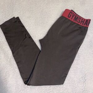 Gymshark Women's Brown Leggings with pink Waistband